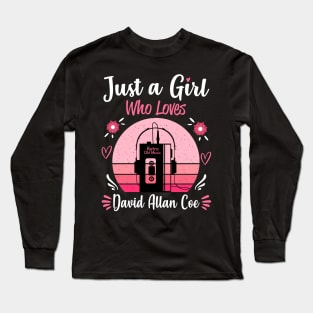 Just A Girl Who Loves David Allan Coe Retro Vintage Long Sleeve T-Shirt